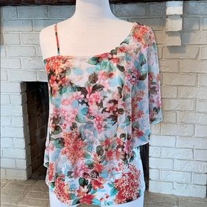 Adele & May off one shoulder floral blouse flirty!